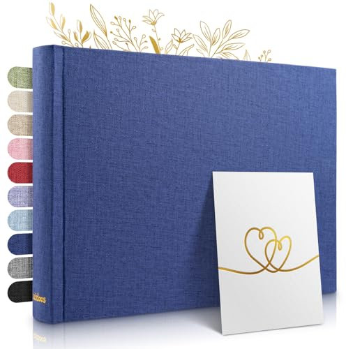 Zeitloos Fotoalbum zum Einkleben - Platz für 150 Fotos - echtes Leinen - Fotobuch 21 x 28 cm in Gold Beige - 50 weiße Seiten - Fotoalben sind das perfekte Geschenk.