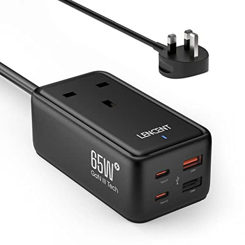 LENCENT 65W USB C Charger Plug, Gan III 4-Port Fast Wall Charger with 1 AC+4 USB Ports, PD Desktop Charger,Compatible with Laptop, MacBook, iPad Pro, iPhone and More (Black)
