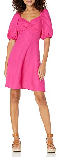 The Drop Robe Courte en Lin pour Femme, avec Torsade sur le Devant, Nala, Rose Vif, Taille XL