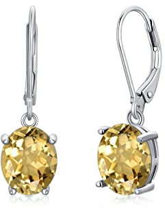 Citrin Ohrringe Silber 925 hängend Creolen Baumeln Damen mit 5A Zirkonia Oval Geburtsstein November schmuck damen ohrringe für Frauen Geburtstags Schmuck Geschenk für Sie