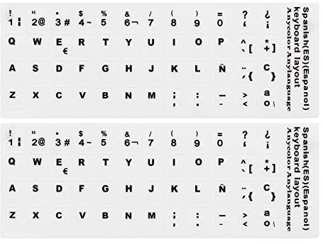 PATIKIL 2Pcs Spanish Keyboard Stickers White Background Black Lettering for Computer Laptop Notebook Desktop