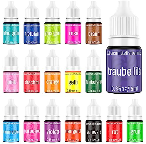 Wwtop Lebensmittelfarbe 18 Farben x 6ml, Lebensmittelfarbe Flüssig, Lebensmittel Farben Set Farbstoff, Backfarben Tortendeko Food Coloring für Kuchen, Macaron, Zuckerguss Fondant DIY Backzubehör