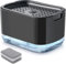 RUFCRIL Dispensador de jabón y soporte de esponja con esponja, dispensador de jabón para platos de 10 onzas / 300 ml para cocina, color negro