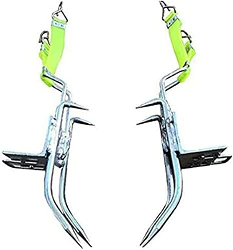 AYJIB baumklettern ausrüstung Set,steigeisen für bäume,Baumklettern Werkzeuge Lumberjack Kletter Spitzen Pole Schuhe Edelstahl 304 Jagd Grab-Green