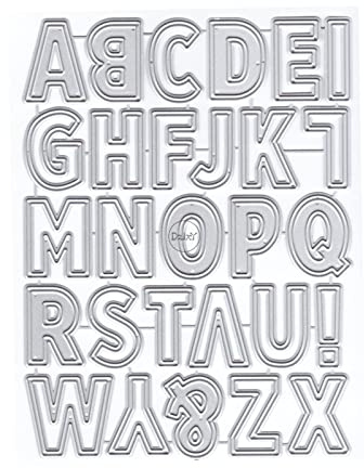 DzIxY 26 englische Buchstaben Metall Stanzformen für Kartenherstellung Kit Prägepapier Stanzformen Sets Scrapbooking Maschine Schablonen Aufbewahrungstaschen Zubehör