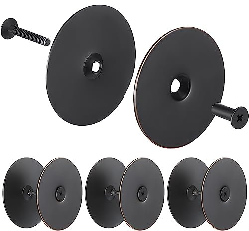 Pelopy Door Hole Filler Plate, 2-5/8 Diameter, 1 Inch and 2 Inch Connecting Screws Deadbolt Cover Plate for Home Exterior Interior Deadbolt Hole(4 Set)