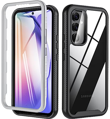 OWKEY Hülle Kompatibel mit Samsung Galaxy A54 5G, Handyhülle 360° Rundumschutz Stoßfest Silikon Roubst Bumper Case Outdoor Cover Mit Integriertem Displayschutz Schutzhülle, Schwarz+ Klar