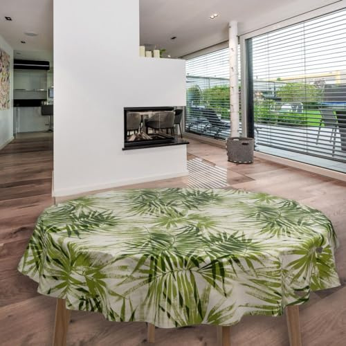 laro runde 140 cm wachstuchtischdecke wachstischdecke abwashbar PVC tischdecke Wachstuch wasserabweisend Garten tischdecke, Muster:Bambus Grün