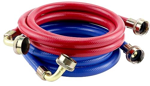 Rubber Washing Machine Hoses 6FT with 90 Degree Elbows,Universal Washing Machine Hose,Burst Proof Water Supply Lines for Hot and Cold Water Washer Hoses (2 Packs)-by MIFLUS