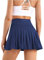 Damen Plissierte Tennisrock mit Hose Sommerrock Minirock Sportrock Golfrock Tennis Golf Rock Sport Workout Running kurz, Marineblau, S