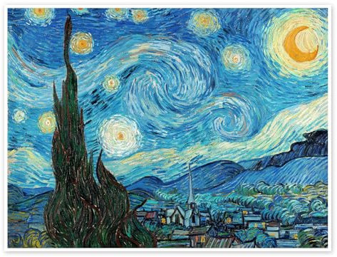 Sternennacht, 1889 Poster von Vincent van Gogh 40 x 30 cm Blau Wandbilder Wanddeko