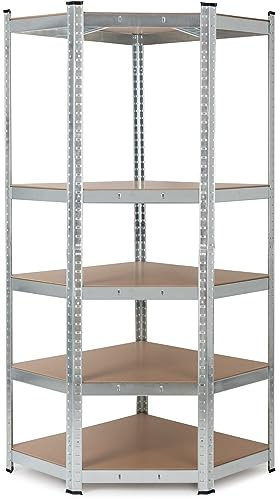 Stagecaptain HRC-175 Heavyrack scaffale angolare portaoggetti in Metallo - Compatibile con scaffalatura HR-175 - Scaffalatura per magazzino - 875kg capacità di Carico - 5 ripiani in legno regolabili