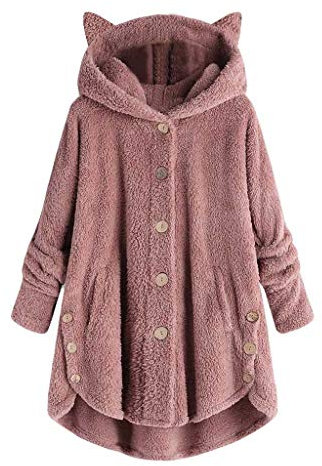 Vetement Femme Bouton Polaire Couleur Uni Doux Outdoor Chic Manteau Fitness Cardigan Plein Air Pull Chaud Halloween Veste Simili Cuir Femme Hiver Blouson Rose 3XL