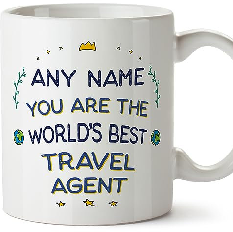MUGFFINS Personalised Mug for Travel Agent - in English - World's Best - Funny Custom Gift for Colleagues - Ceramic 11oz Mug