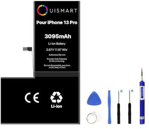 OUISMART® KIT Batterie pour IPHONE (avec Kit Outils, iPhone 13 Pro)