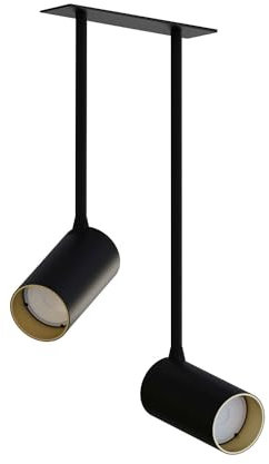Licht-Erlebnisse Deckenstrahler Schwarz Gold Unterputz Einbau 2-flammig GU10 H: 34-39 cm schwenkbar verstellbar Modern Spot Lampe Decke Wohnzimmer Küche