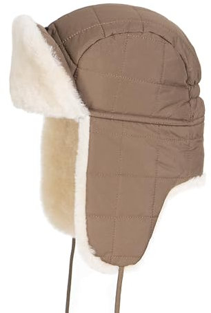 Zavelio Shearling Sheepskin Ushanka Trapper Fur Hat - Herren & Damen Leder Fliegermütze Wintermütze Olivgrün mit Hellbraunem Fell M/L, Olivgrün mit hellbraunem Fell, M/L