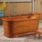 MegLob Freistehende Holzbadewanne Für Innenbadezimmer, Spa-Center, Freistehende Badewanne Aus Massivholz Mit Wannenstuhl Und Pop-Up-Ablauf, Moderne Holzbadewanne Mit Handläufen,150cm/59.05