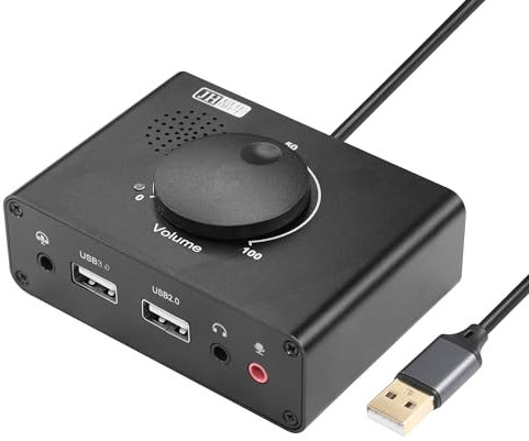 CERRXIANR External Sound Card with Volume Control, USB3.0 Audio Adapter with 3.5mm Interface & USB Interface for PC Laptop Desktop, Mac, Keyboard, Headphones, Amplifier, Microphone