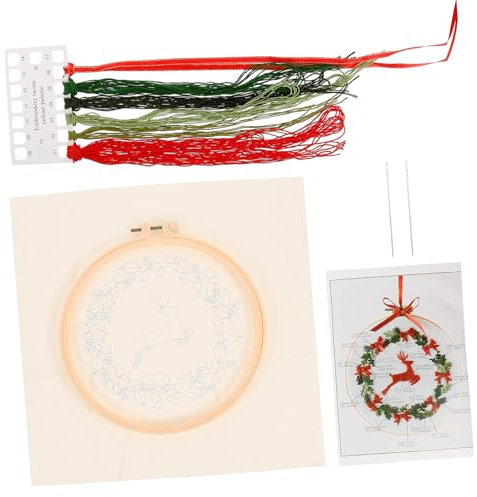 Lurrose 1 Satz Weihnachtskreuzstich Weihnachts-stickerei-starter-kit Kreuz Häkeln Kreuzstich-kit Für Weihnachten Rentier-stickset Aida-stoff Zum Sticken Baumwollkleidung Zubehör Kreuzen