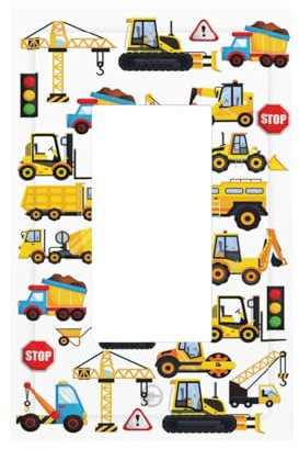 Kid Boy Baufahrzeuge, Cartoon-Auto, Bagger, Traktor, Fahrzeuge, Transport, 1-Gang-Einzeldekorator/GFCI-Gerät, Steckdose, Wandplatte, elektrisch, eine Wippe, dekorative Lichtschalter-Abdeckung, Blende,