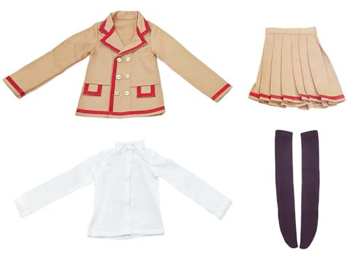 niannyyhouse 1/3 1/4 BJD Puppen Kleidung Khaki Mantel Weiß Hemd Faltenrock Socken Schuluniform Outfit Ball Gelenk Puppen Zubehör Dress Up Geschenk (1/4BJD)