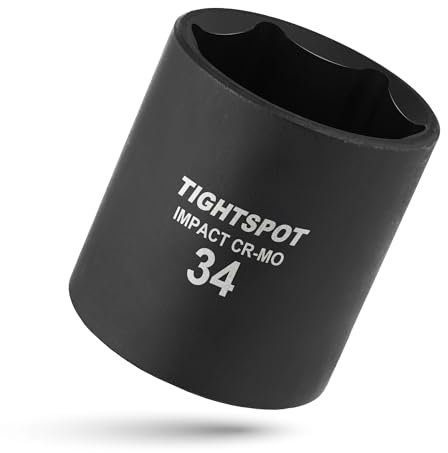 TIGHTSPOT Douille à choc peu profonde de 34 mm avec design anti-arrondi à 6 points, acier CRMO traité thermiquement, métrique