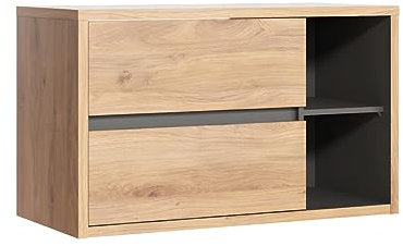 Vente-unique-Waschbeckenunterschrank hängend - 100 cm - Naturfarben - PURNAL