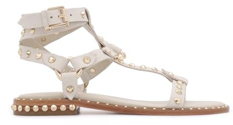 ASH Pulp Sandale aus weißem Leder mit Nieten PULP BEIGE/WHITE, Weiß, 35 EU
