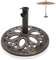 GOPLUS Base Sombrilla Metálica para Poste 38–48mm, Soporte de Parasol Redondo de Hierro Fundido, Resistente a la Intemperie y Estable, para Exterior Patio Jardín Terraza Piscina, Bronce