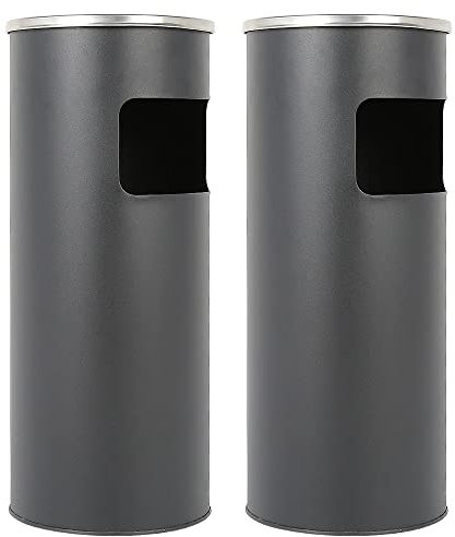 Poubelle en acier inoxydable 30 L, Bacs à ordures de cuisine,Poubelle sur Pied Extérieur avec Poubelle Seau Intérieur 30L Disponible pour Hôtel Jardin (Noir (2 pièce) 25 * 25 * 60cm)