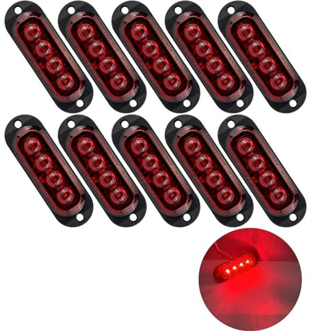 Krtopo 10X Seitenmarkierungsleuchte 12/24V Anhänger-Seitenleuchte Licht für LKW Wohnmobil Wohnwagen (Rot)