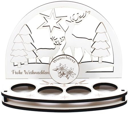 Dekolando Deko Schwibbogen Teelichthalter Alpen Edelweiss Personalisiert Weihnachten Weihnachtsdekoration Adventskranz Lichterbogen Kerzenbogen Schmuckbogen Adventslicht