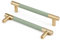 goldenwarm 10 Stück Gerändelte Schrankgriffe Gold Möbelgriffe Modern Grün 128mm Lochabstand Messing Griffe für Küchenschränke Mintgrün