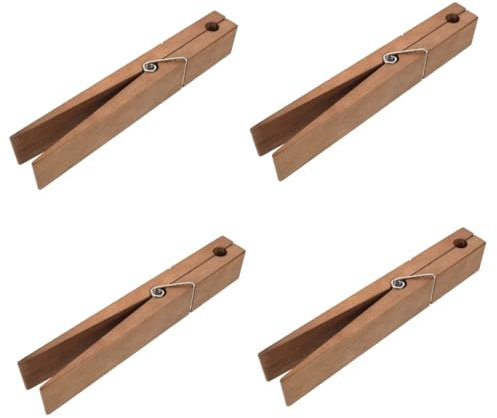 WOONEKY 4 Pezzi Di Grandi Mollette in Legno Per Il Bagno Portasciugamani Mollette in Legno Per Il Bucato Salvaspazio Per La Casa