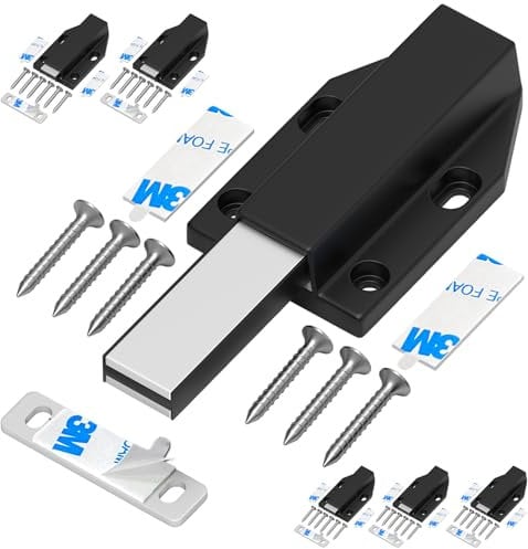 Magnetische Push Verriegelung ohne Nagelinstallation Tonitrui Heavy Duty Schrank Türöffner Tip On für Türen Beschlag Möbel Schubladen Drucköffner Schranktür Öffner Magnetschnäpper (Schwarz, 6)