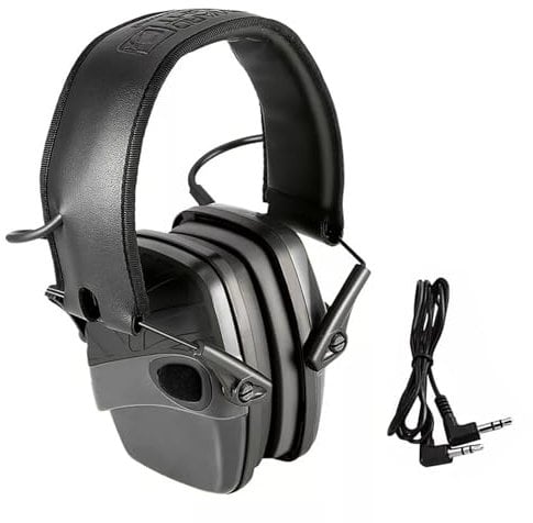 Elektronische Gehörschutz Schiessen Kapselgehörschutz Ohrenschützer Lärmdämpfung für Jagd Dämmwert, NRR22dB SNR 27dB Dynamische Geräusch-Regelung, Ideal zum Schießen Kapsel-Gehörschutz (Schwarz)