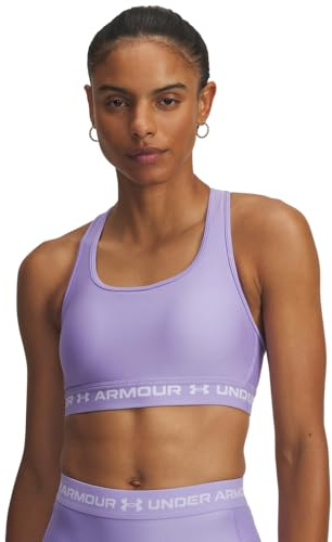 Under Armour Women’s Crossback Mid Impact Sports Bra, (538) Transparent / / White, M