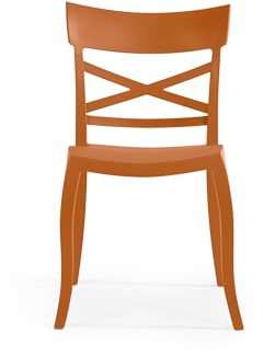 PAPATYA 1er Set Besucherstuhl & Gastro Stühle für Café Restaurant Bar und Hotel – Stapelstuhl wetterfest für Terrasse & Garten – Kunststoff Gartenstuhl – Belastbar bis 200 kg – X-Sera, Orange