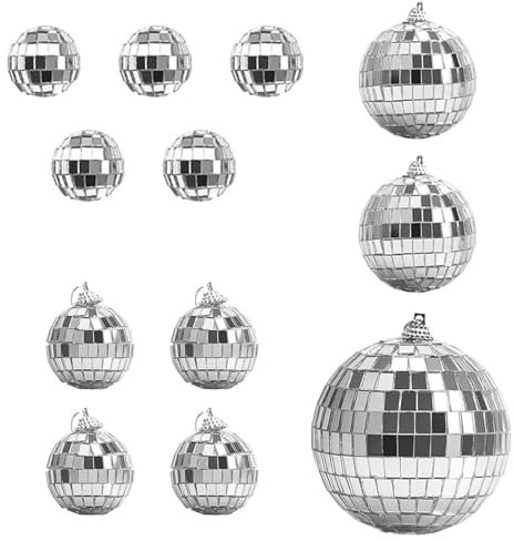 Palla da Discoteca, 12 pezzi Sfera a Specchio Palla Discoteca, Palla da Discoteca Argento Sfere da Discoteca a Specchio, Specchio Palla da Discoteca per Festa, Decorazione da Appendere, Carnevale
