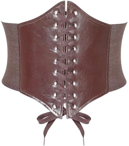 HUIBOHOU Women Girls Elastic Wide Band Elastic Tied Waspie Corset Waist Belt, Lace-up Waspie Corset Belts for Women