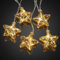 hellum LED Lichterkette mit Glas-Sternen goldfarbenen Antik-Finish, 10 LED, warmweiß, batteriebetrieben 3x AA, innen, beleuchtete 1,80m, Kabel transparent, Weihanchtsdekoration 152739