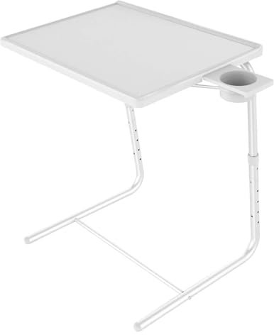 FSDFKPOP Adjustable Tray Table - TV Dinner Tray for Bed and Sofa, Comfortable Folding Table Adjustable in 6 Heights and 3 Tilt Angle (Black)(White)