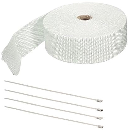 Mobestech Hitzeschutzband Für Auspuff Und Krümmer Hochtemperaturbeständiges Isolierband Für Und Motorräder Inkl Kabelbinder Weiß