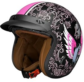 Jethelm mit Visier by BS Way: Hochwertiger Motorradhelm, ECE-Zertifiziert für Herren und Damen - Ideal für Roller, Moped, Mofa und Scooter - Retro Helm Design, Halbschalenhelm Violett (XL)