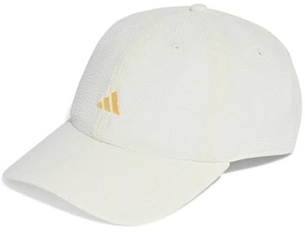 adidas Unisex Seersucker DAD Cap, Off White/Semi Ice Tangerine, M-L