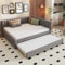 FEZTOY Polsterbett Daybett 90x200 cm, Schlafsofa mit Ausziehbares Bett, Ausziehbett Tagesbett mit Lattenrost, Gästebett Holzbett Sofabett, Samtstoff, ohne Matratze, Grau