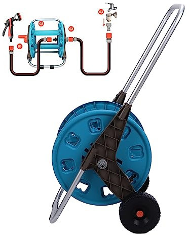BSIDFEN Graden-Schlauchwagen für draußen, Schlauchwagen mit 2 Rädern, robust, für 60 m G1/2-Zoll-Schlauch, industrielle Wasserschlauchwagen für draußen, Schlauchführung installiert