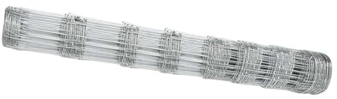 vidaXL Feldzaun Silber 25 x 1 m Verzinkter Stahl, Garten & Terrasse, moderne Stahlzäune, robuste Außenabgrenzung, Landschaftsverschönerung, ganzjährig nutzbar