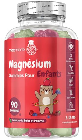 maxmedix Magnesium Gummies für Kinder - Liefert 80mg elementares Magnesium | 727mg Magnesiumcitrat pro Portion, 3 Monate Vorrat, Mit Gemischte Beeren & Apfelgeschmack, Von 3 bis 12 Jahren